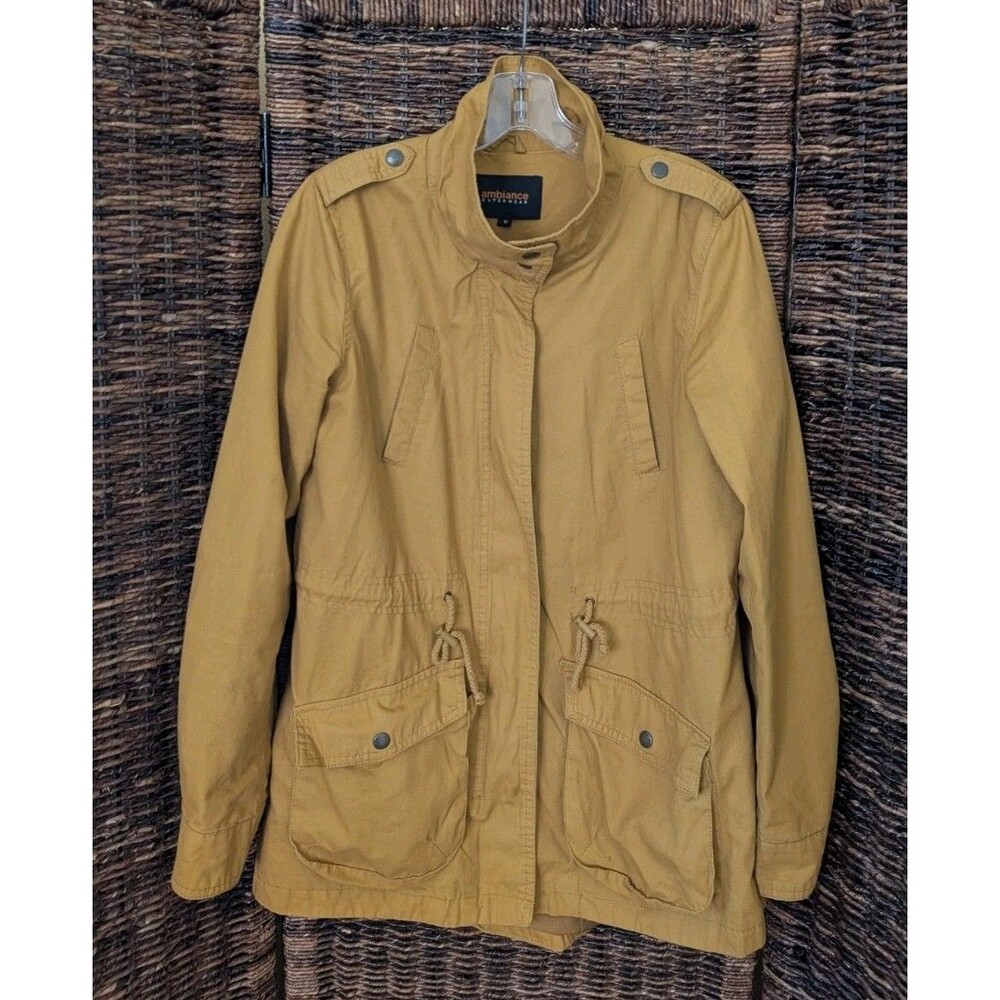 Ambiance Outerwear Utility Jacket Size M Military Mustard Street Louigi Anorak